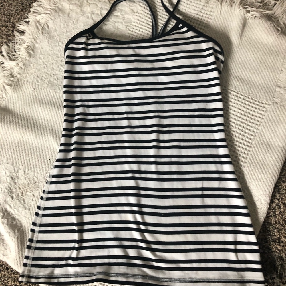 Iulu lemon yoga striped workout shirt